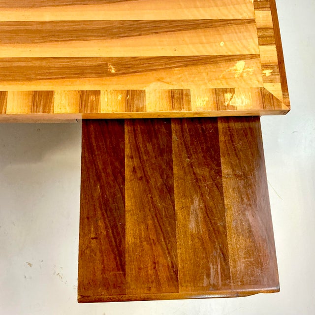 Mid-Century Modern Boho Chic Striped Cedar Top Executive Desk For Sale - Image 10 of 17