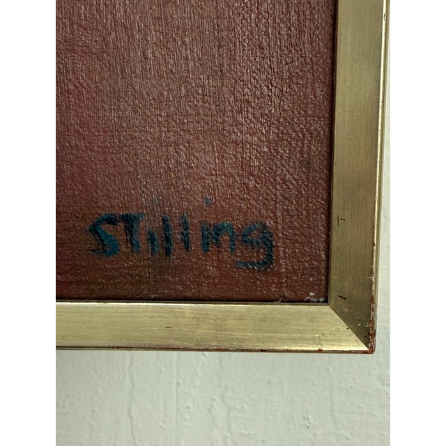 Herman Stilling “Buildings at Dawn” 1959 Framed Oil on Canvas Painting For Sale In Seattle - Image 6 of 9
