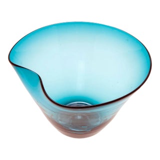 Mid 20th Century Blown Aqua Glass Bowl For Sale