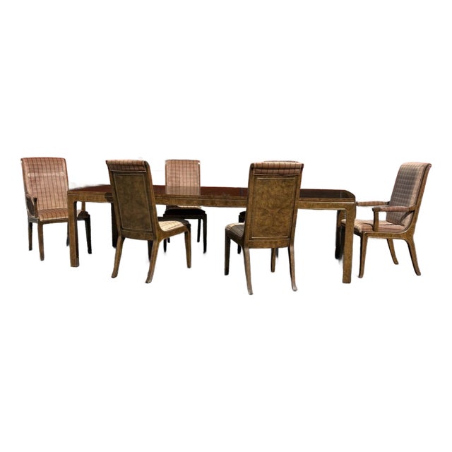 Mid Century Mastercraft Burl Dining Set For Sale