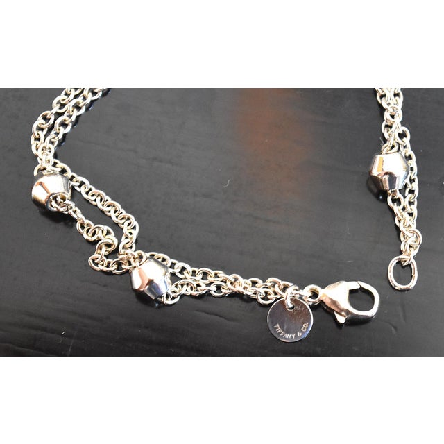 Tiffany & Co. Sterling Silver 'Barrel Bead' Station Double Strand Bracelet 7" Retired For Sale - Image 4 of 14