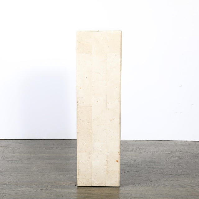 Pair of Mid-Century Modernist Tessellated Travertine Pedestals For Sale - Image 13 of 16