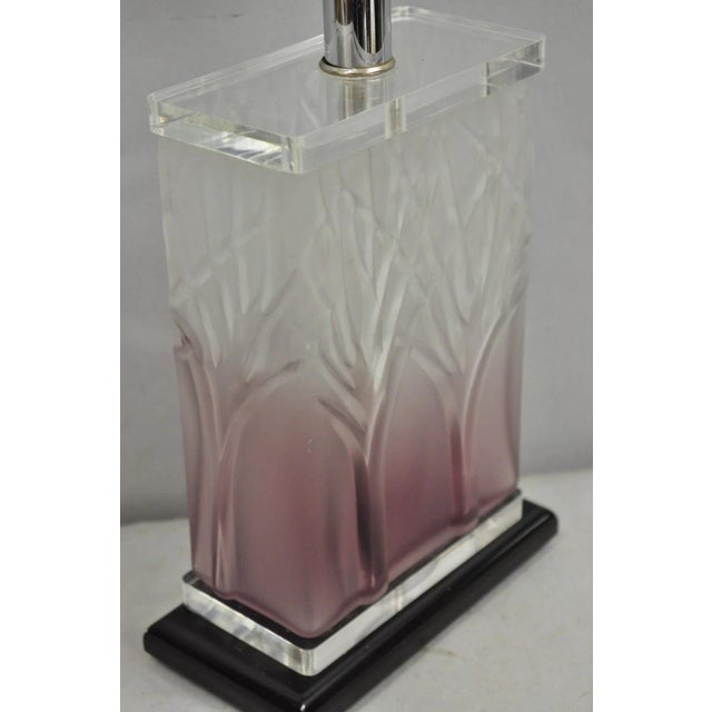 Late 20th Century Acrylic Lucite Purple "Tree of Life" Small Cube Table Lamp For Sale In Philadelphia - Image 6 of 11