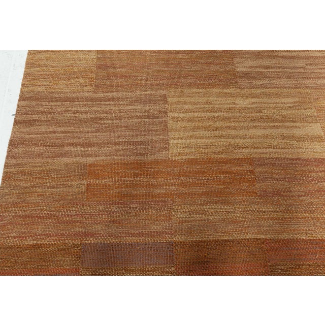 Tan Vintage Scandinavian Tan Flatweave Carpet by Marianne Richter AB MMF For Sale - Image 8 of 9