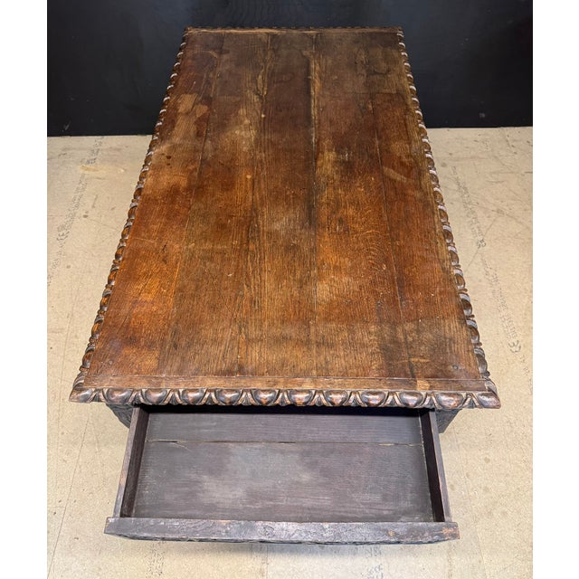 Antique Table in Carved Oak, 1860 For Sale - Image 13 of 14