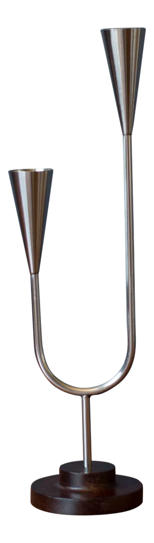 Danish Modern Lundtofte Rosewood and Stainless Steel Candle Holder