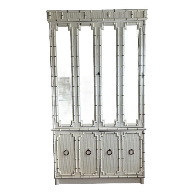 Drexel 1970’s Bamboo Look China Cabinet For Sale