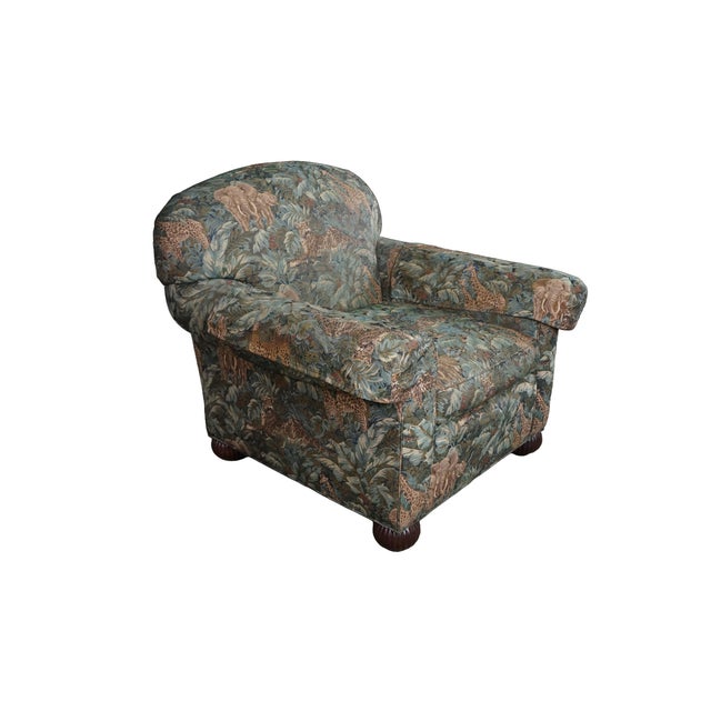 Traditional Vintage Sherrill Furniture Traditional Safari Jungle Animal Print Club Arm Chair For Sale - Image 3 of 8