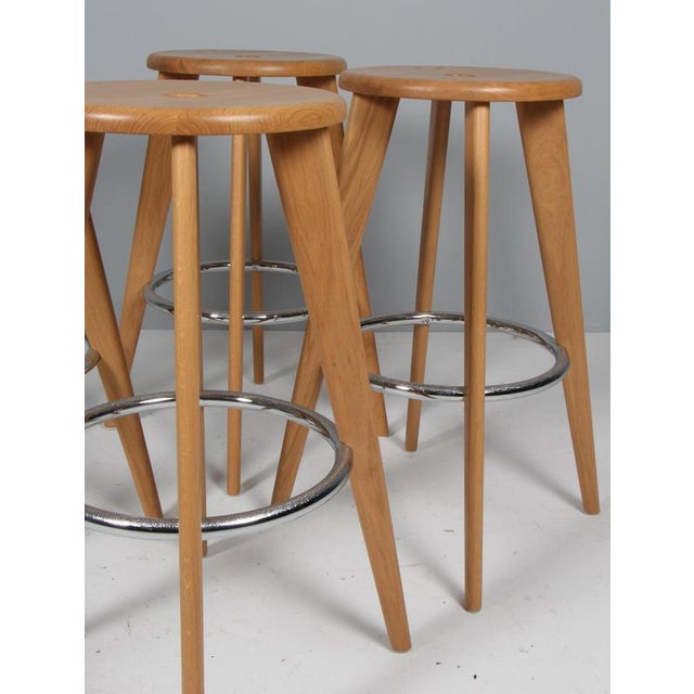 Dark Oak Bar Stool by Jean Prouvé for Vitra, 2010s For Sale - Image 6 of 8