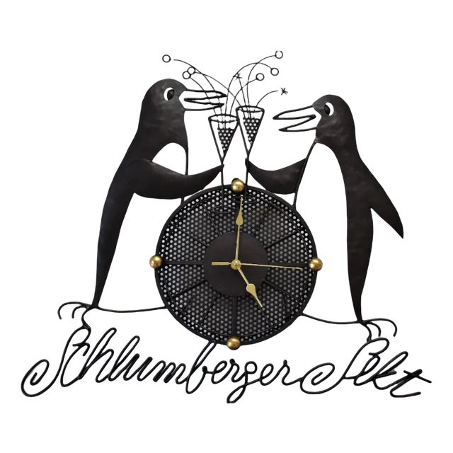 Large Schlumberger Sparkling Wine Advertising Clock For Sale