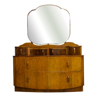 Art Deco British Burr Walnut Dressing Chest, 1930s For Sale