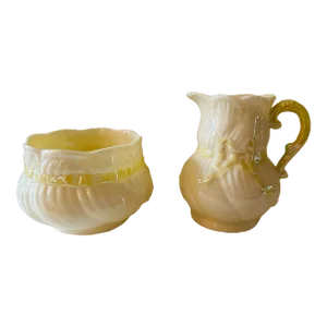 1970s Irish Belleek Creamer and Sugar Set