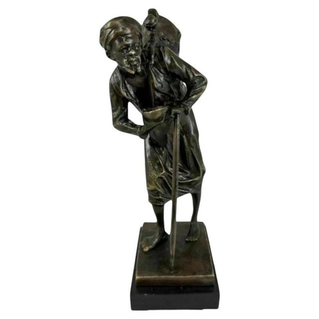 Paul Ludwig Kowalczewski, Arab Water Carrier Figure, Bronze and Marble For Sale - Image 3 of 3