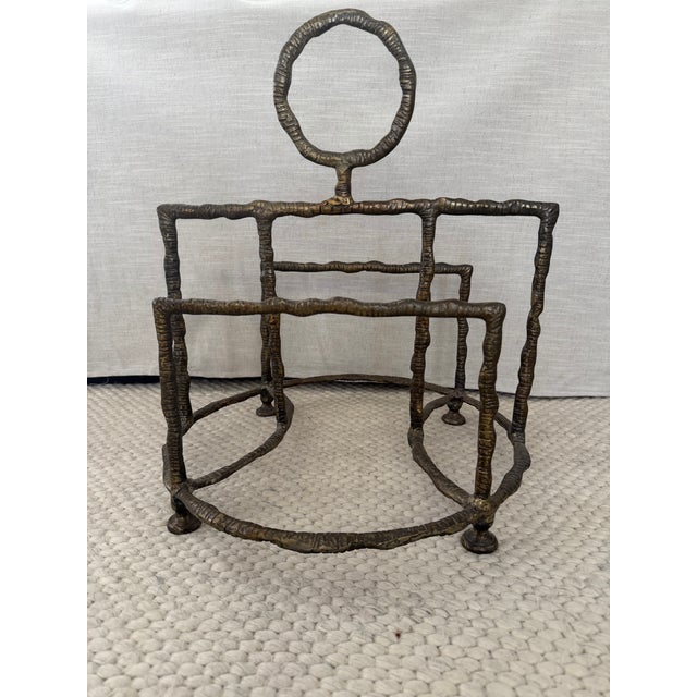 Rustic Giacometti-Style Hammered Iron Sithon Magazine Holder by Uttermost For Sale - Image 3 of 9