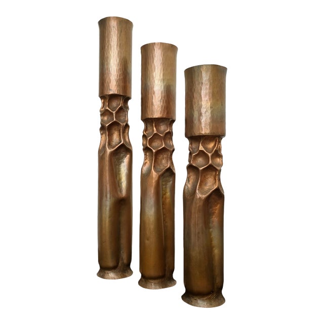 Brutalist Copper Candle Holders by Thomas R. Markusen For Sale
