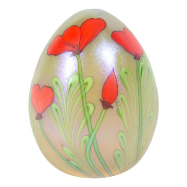Iridescent Art Glass Paperweight by Orient & Flume For Sale