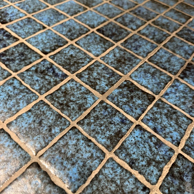 Blue Mid-Century Modern Danish Coffee Table Walnut & Blue Tile Top For Sale - Image 8 of 8