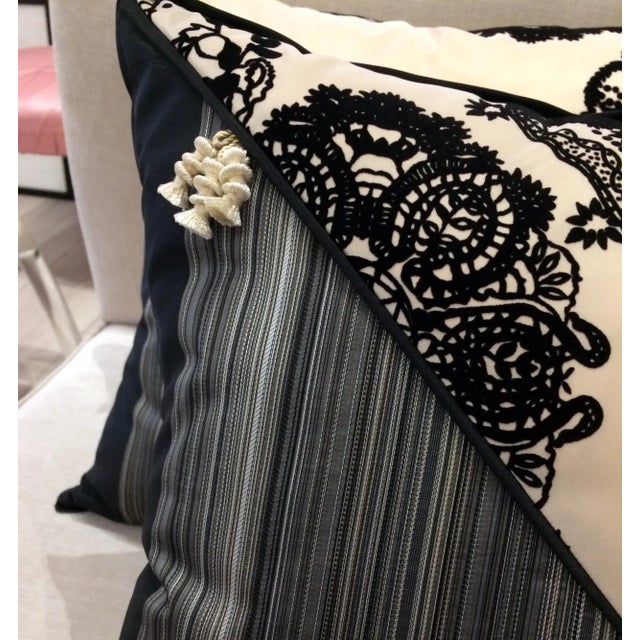 Black DWM | MALOOS Contemporary Dia Noire Flocked Pillows - a Pair For Sale - Image 8 of 13