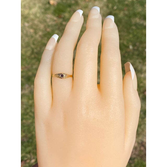 Metal The Swan Hill: Childs Antique Garnet Ring in Yellow Gold For Sale - Image 7 of 9