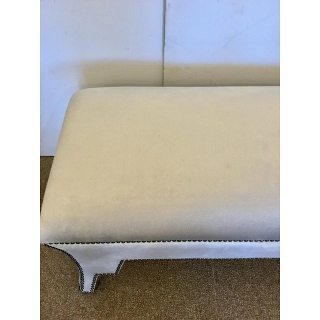 Modern Light Gray Velvet Alexis Ottoman For Sale - Image 4 of 5