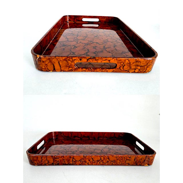 Mid-Century Modern Vintage Otagiri Faux Tortoiseshell Japanese Lacquer Tray For Sale - Image 3 of 11