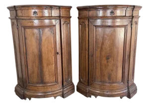 Pair of 18th Century Italian Walnut Corner Cabinets