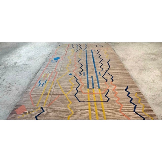 Folk Art Decorative Flat Woven Rug For Sale - Image 3 of 11