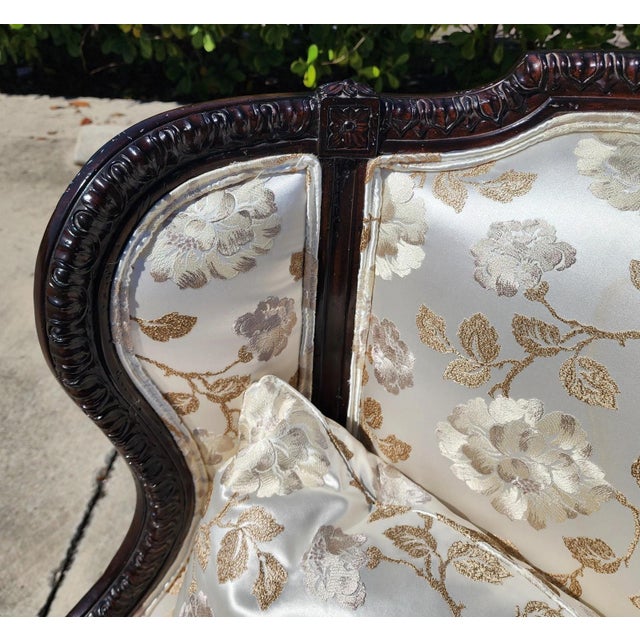 Marge Carson Wingback Chair Embroidered Silk With 7 Pillows For Sale - Image 11 of 16