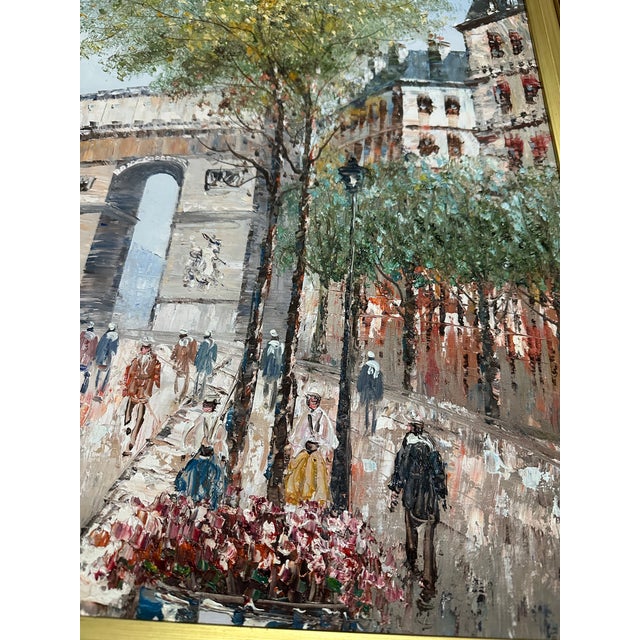 French, Framed, Vintage, Oil Painting of French Cityscape with beautiful Gold Frame. Approx 50 years old Paris France...