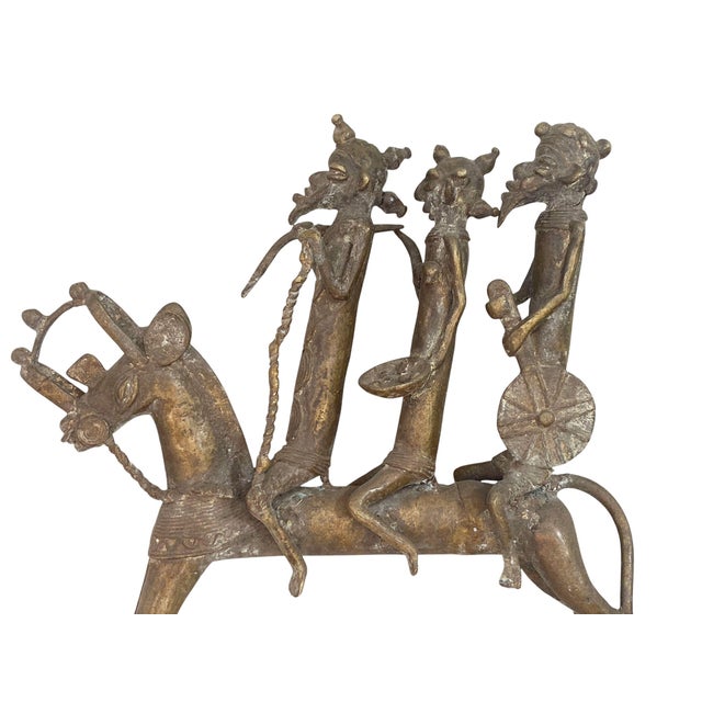 African Vintage Lg African Kotoko Bronze Horseman W/ 3 Companions 17" H Chad For Sale - Image 3 of 8