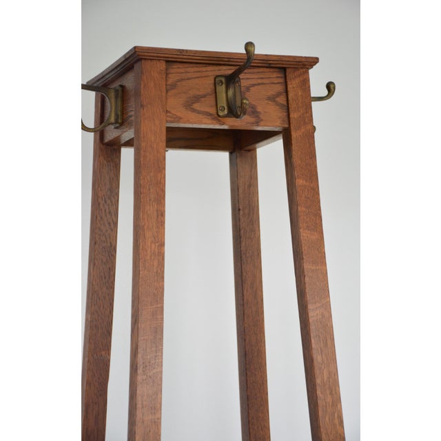 1930s English Arts and Crafts Oak Coat Stand from Astrola, 1930 For Sale - Image 5 of 15