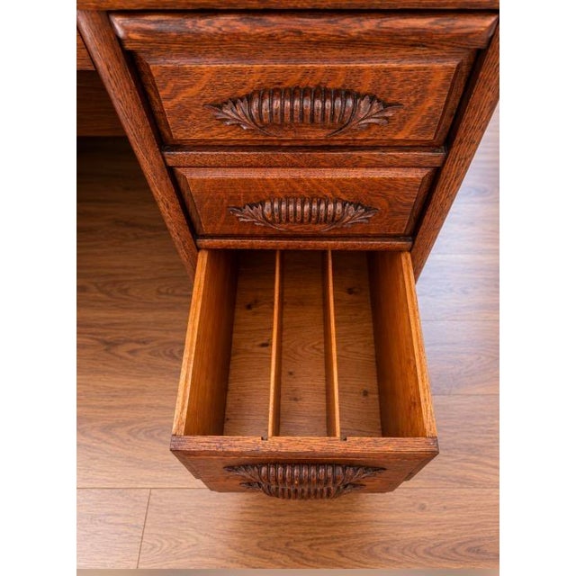 Very Special Antique Smith Premier Roll Top Desk | Quarter Sawn Oak Typewriter Desk | Victorian Office Furniture For Sale - Image 13 of 17