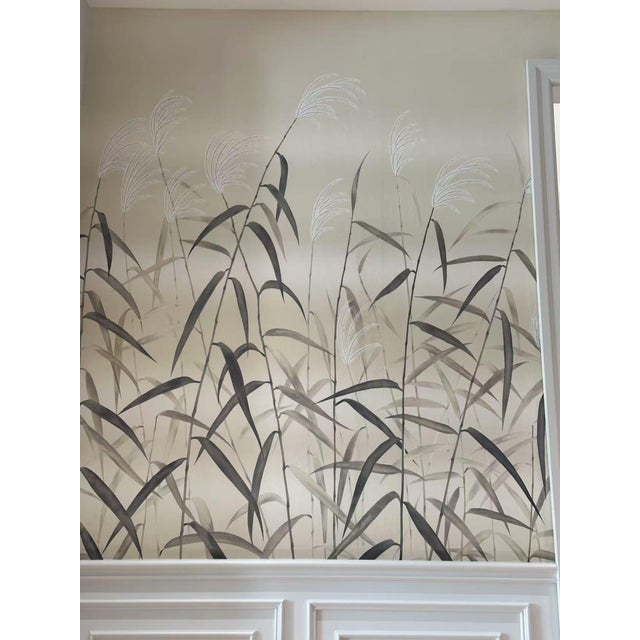 36" * H108"/Panel * 9ps, Chinoiserie Reed Mural, Warm Beige Gradient Wall Wallpaper Mural, 9 Panels For Sale - Image 4 of 5