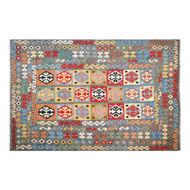 Afghan Hand Made Organic Wool Maimana Kilim,6'9"x10'6" For Sale