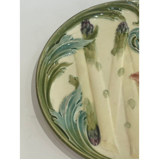 Just in, This Majolica Art Nouveau Asparagus Plate by Keller Et Guérin (Kg) Lunéville. This French Art Nouveau majolica...