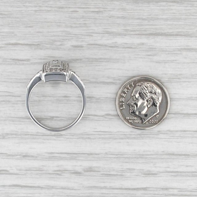 2010s 0.35ctw Diamond Halo Ring 14k White Gold Size 7 For Sale - Image 5 of 9