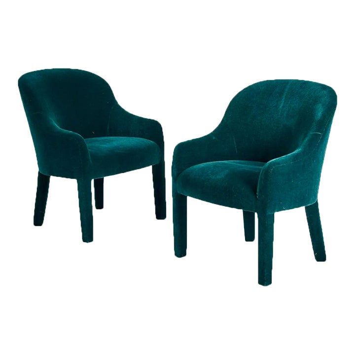Teal Mohair Upholstered Fabulous Mid Century Chairs a Pair Chairish