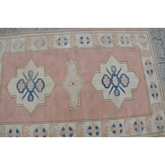 Light Pink and White Oushak Carpet For Sale - Image 9 of 11