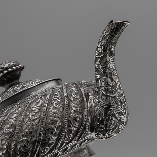 19th Century Antique Indian Kutch Silver Tea Service, Set of 3 For Sale - Image 13 of 18