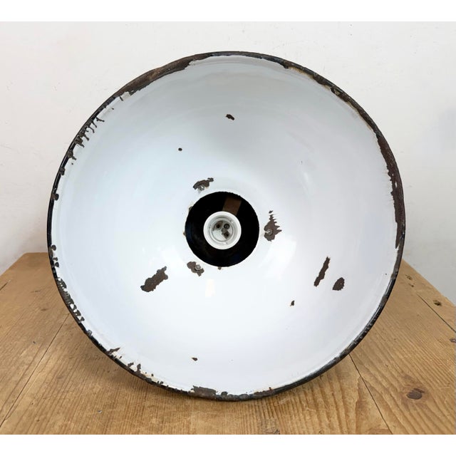 Bauhaus Industrial Grey Enamel Pendant Lamp from Elektrosvit, 1930s For Sale - Image 9 of 18