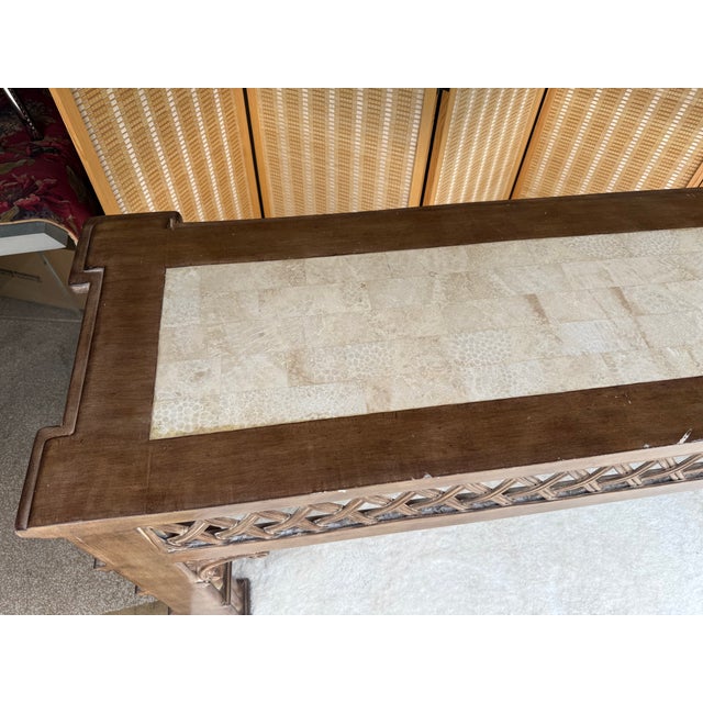 72" Vintage British Colonial Console Table For Sale - Image 14 of 15