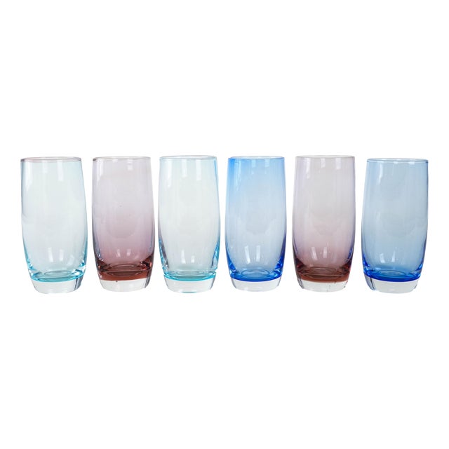 Vintage Italian Colourful Glasses, 1980s, Set of 6 For Sale