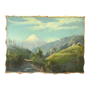 Late 19th Century Rafael Salas Oil Painting on Canvas of an Andean Landscape