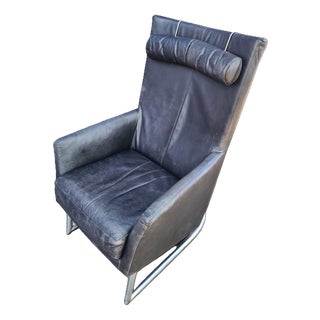 Modern Leather Lounge Chair with Steel Base from Montis, Netherlands, 1970s For Sale