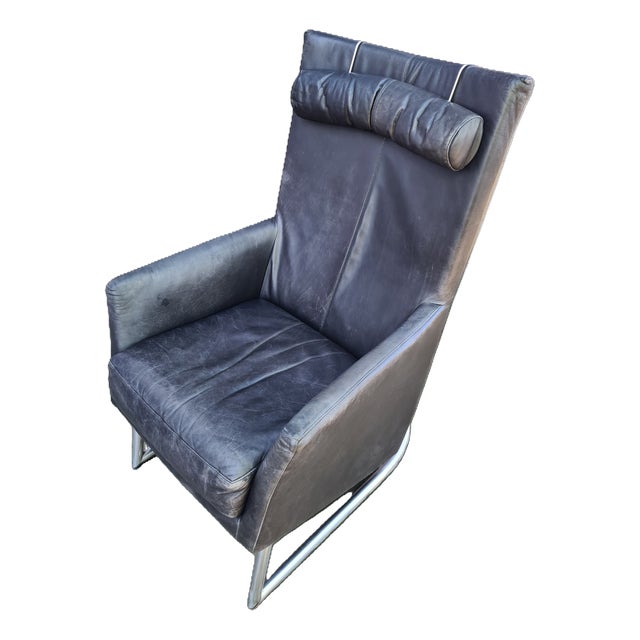 Modern Leather Lounge Chair with Steel Base from Montis, Netherlands, 1970s For Sale