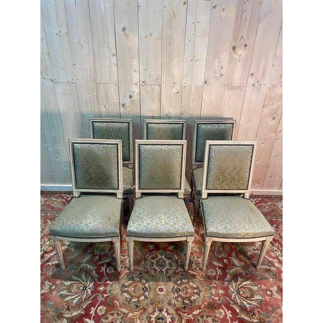 Louis XVI Chairs in Beige, Set of 6 For Sale - Image 3 of 10