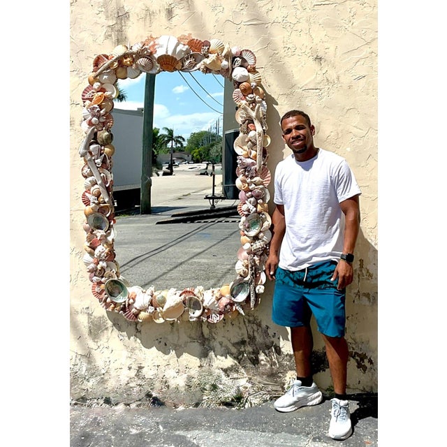 Vintage Shell Encrusted Wall Mirror For Sale - Image 9 of 14