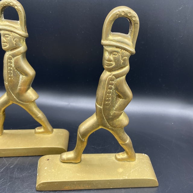 A pair of solid brass Vintage Virginia Metal crafters Hessian soldiers doorstops! Nice to have a man hold open the door!