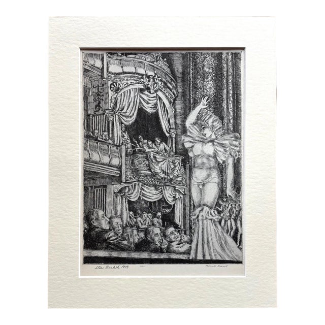 Vintage 1939 Print in 11x14 Mat, Ready to Frame: Reginald Marsh "Star Burlesque" For Sale
