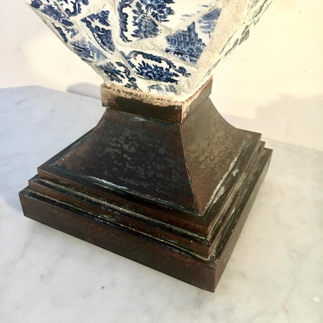 French Country Style Broken Delft China Mosaic Table Lamp For Sale - Image 12 of 13